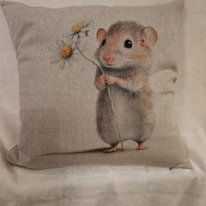 mouse holding single flower cushion